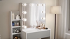 Blisswood Dressing Table with Mirror and Stool, 4 Drawer 3 open Storage Shelves