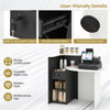 Office Reception Desk Front Counter Desk w/ Adjustable Shelf-White+Black