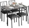 5PCS Wooden Dining Table Set for 4,Kitchen Table&Chairs Set w/Upholstered Seats
