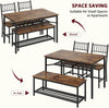 Dining Table Set for 4,Rectangular Table with Upholstered Chairs& Storage Benche
