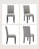 Set of 2 Modern Fabric Upholstered Dining Chairs, Curved Backrest+Solid Wood Leg