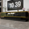TV Stand Cabinet 180cm w/ LED Lights, 3 Drawers Storage Modern High Gloss Black