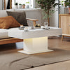 Extendable Coffee Table, Living Room Table with LED Lights, White