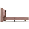 UPHOLSTERED BED 3FT SINGLE BED FRAME WITH WOOD SLATS & WINGED HEADBOARD, PINK