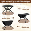Folding Dining Table 120cm Extendable Round Kitchen Table-Black
