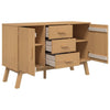 Sideboard Kitchen Storage Cabinet Shelves Brown 114x43x73.5cm Solid Wood Pine