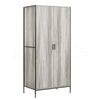 Industrial Wooden Wardrobe With Hanging Rail Shelf Clothes Storage Organiser