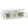 White High Gloss Coffee Table with LED Lights, 2 Doors & Storage, 100x50x43cm