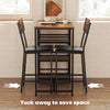 3 Piece Breakfast Bar Table and Stools Set with Storage Shelves, Rustic Brown