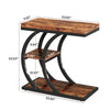 Industrial C-Space End Table, 3-Tier Narrow Small Side Table for Small Spaces