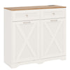 Tilt Out Trash Can Cabinet with Outlets and 2 Drawers