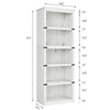 5 Tier Farmhouse Bookcase,Wooden Open Bookshelf Display Storage,Gray/Brown/White