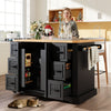 Mobile Kitchen Island Cart w/ Drawers, Adjustable Worktop, Storage Cabinet Black