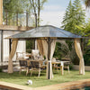 3.6x3(m) Hardtop Gazebo Garden Pavilion w/ Polycarbonate Roof, Brown