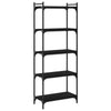 5-Tier Black Bookcase in Engineered Wood - Industrial Style with D1J8