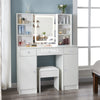 Dressing Table with LED Mirror Drawers Vanity Table Makeup Desk Stool Set White