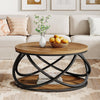 2-Tier Round Coffee Table, 31.5" Wood Circle Accent Center Table for Living Room