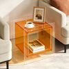 Acrylic Side Table Acrylic End Table Decorative Bathroom Bedroom with Sleek Edge
