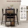 3 PCS Dining Table Set 2 Upholstered Chairs with Storage Shelves for Space
