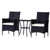 3PC Rattan Furniture Bistro Set Garden Table Chairs Patio Outdoor Black