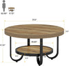 2-Tier Round Coffee Table for Living Room, 31.1-Inch Center Cocktail Tea Table