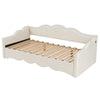 Daybed with Trundle Under Bed 3ft Single Upholstered Sofa Bed, 90x190 cm, Beige