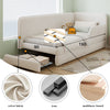 3ft Single Upholstered Daybed with Drawers Children Kids Junior Bed Frame Beige