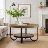 Round Coffee Table, 31.5'' Industrial Accent Cocktail Table with Storage Shelf