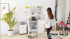 Computer Writing Desk with 4 Drawers, High Gloss Home Office Workstation