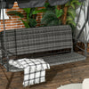 3-Seater Outdoor Rattan Swing Chair, Hanging Bench w/ Stand & Adjustable Canopy