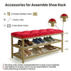 2-Tier Velvet Top Bamboo Gold Metal Shoe Rack Stand Shoe Storage Shelf Hallway