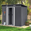 4x8 FT Flat Roof Steel Storage Shed, Pre-drilled Steel Panels, Outdoor Tool Shed