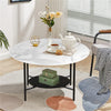 Glossy Round Coffee Table Accent Center Table Sintered Stone Sofa Side Desk