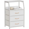 White 3-Drawer Bedside Table w/ Open Shelf,Small Storage Nightstand for Bedroom