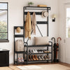 Hall Tree w/Bench,10 Hooks,Shoe Storage,Freestanding Coat Rack for Hallway,Black