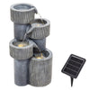Stone Effect Fountain Solar Power LED Light Patio Water Feature Statues Outdoor