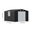 10X12FT Galvanised Outdoor Storage Shed Metal Garden Shed Lockable for Tool Bike