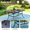 Metal Garden Dining Table Outdoor Patio Table w/ Umbrella Hole for 6 Person