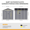 8x8ft Large Plastic Shed Outdoor Garden Tools Storage House with 2 Doors & Floor