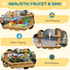 Wooden Mud Kitchen for Kids with Wheels, Stove, Stainless Steel Accessories