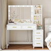 Dressing Table With 5 Drawers LED Mirror Set Makeup Desk Vanity Table Bedroom
