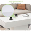 White LED Coffee Table High Gloss Cocktail Table Modern Living Room Rectangle