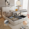 Upholstered Hydraulic Storage Bed Double 4ft6 with Velvet Headboard 135x190 cm