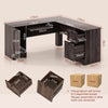 Home Office Study Workstation L-Shaped Corner Computer Desk w/ Cabinet