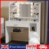 Dressing Table With 8 Shelves & LED Mirror Set Makeup Desk Vanity Table Dvrxxpoo