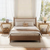 Modern Side End Table, 2-Tier Rustic Wooden Besides Sofa Table for Small Spaces