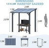 Aluminium Lean-To Gazebo, Wall-Mounted Hardtop Roof Pergola for Garden & Patio