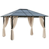 3.6x3(m) Hardtop Gazebo Garden Pavilion w/ Polycarbonate Roof, Brown