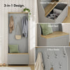 Grey Coat Stand with Shoe Storage, Hallway Unit & Storage Bench,