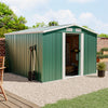 8 x 8FT Metal Garden Shed Log Bike Tool Storage Sheds with Floor Foundation Base